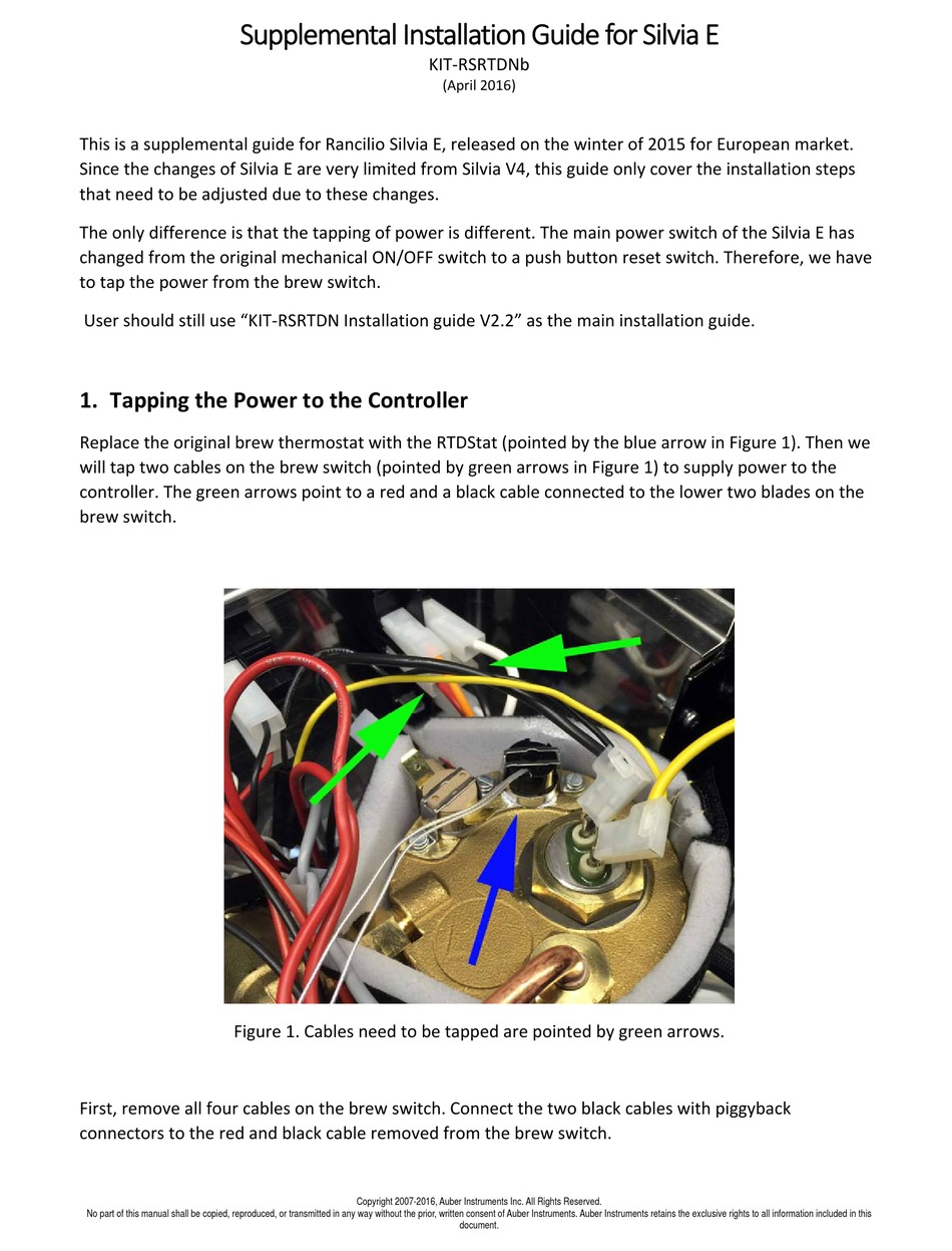 RANCILIO SILVIA E SUPPLEMENTAL INSTALLATION MANUAL Pdf Download
