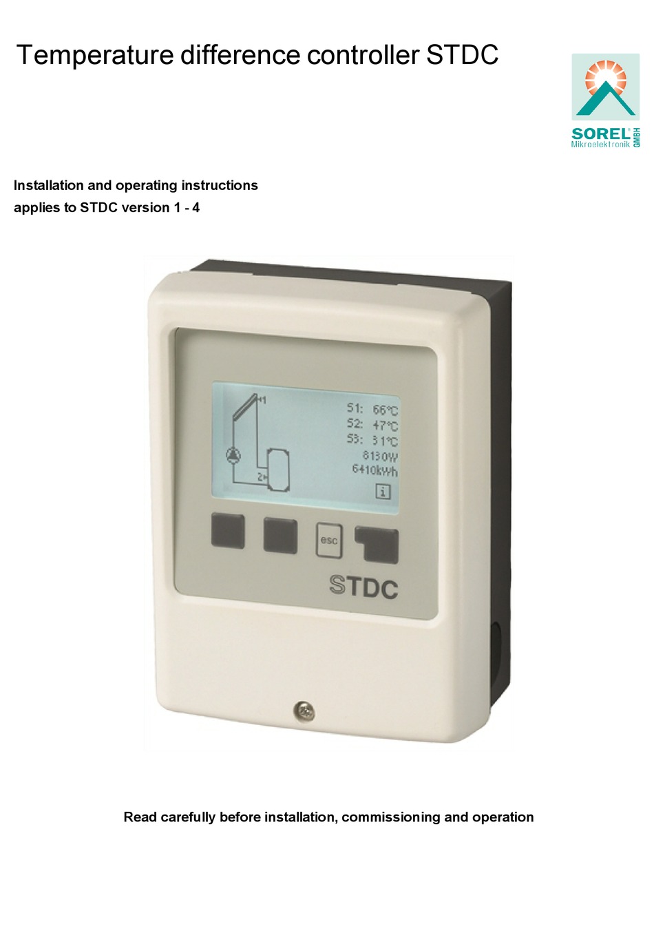 SOREL STDC INSTALLATION AND OPERATING INSTRUCTIONS MANUAL Pdf Download