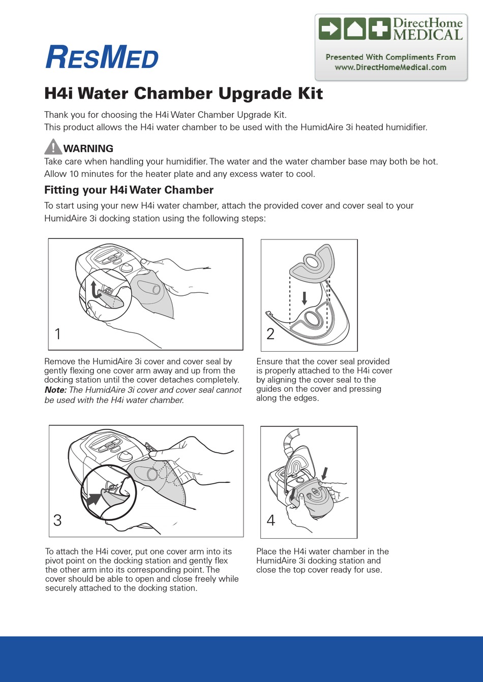 RESMED H4I WATER CHAMBER UPGRADE KIT QUICK START MANUAL Pdf Download