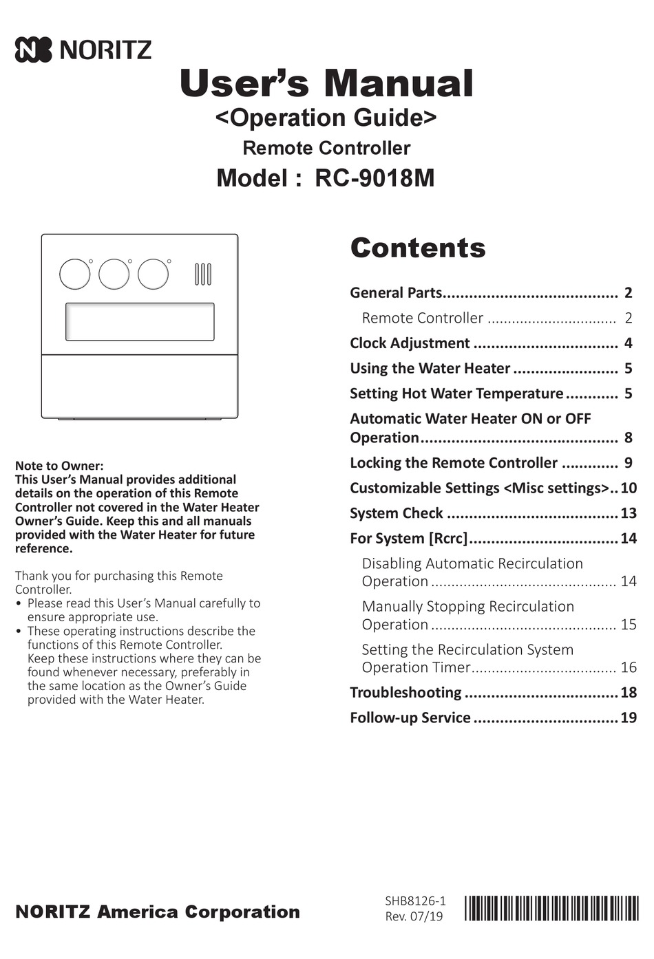 NORITZ RC9018M USER MANUAL Pdf Download ManualsLib
