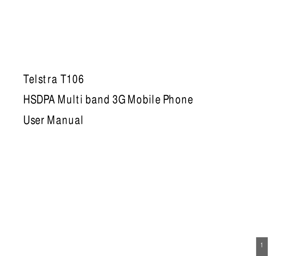 TELSTRA T106 USER MANUAL Pdf Download | ManualsLib