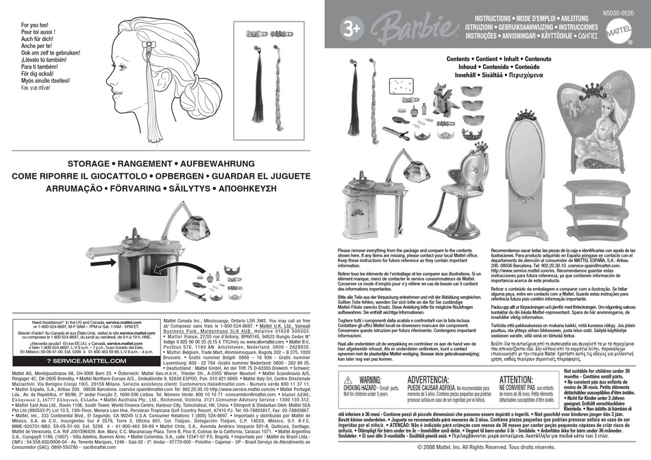 MATTEL BARBIE N5030 INSTRUCTIONS Pdf Download | ManualsLib
