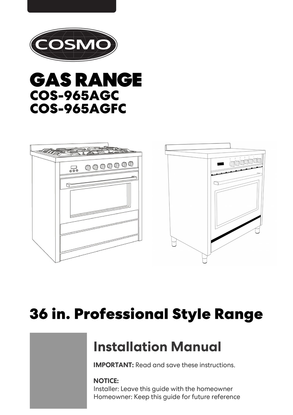 COSMO COS965AGC INSTALLATION MANUAL Pdf Download ManualsLib