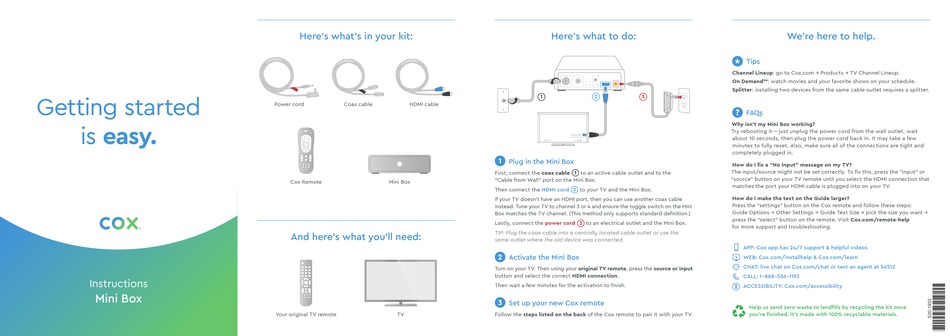 COX MINI BOX INSTRUCTIONS Pdf Download | ManualsLib