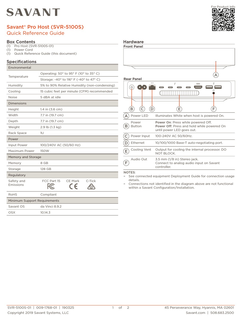 SAVANT PRO HOST QUICK REFERENCE MANUAL Pdf Download ManualsLib