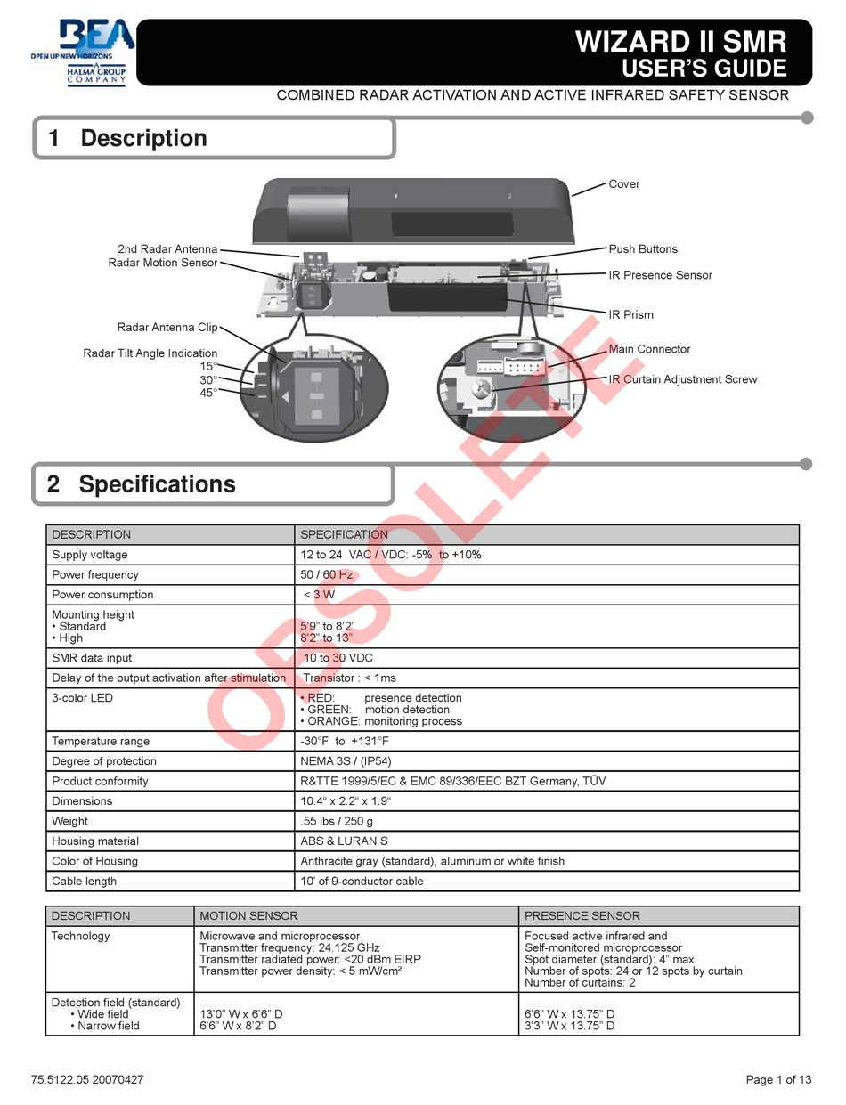 BEA WIZARD II SMR USER MANUAL Pdf Download ManualsLib