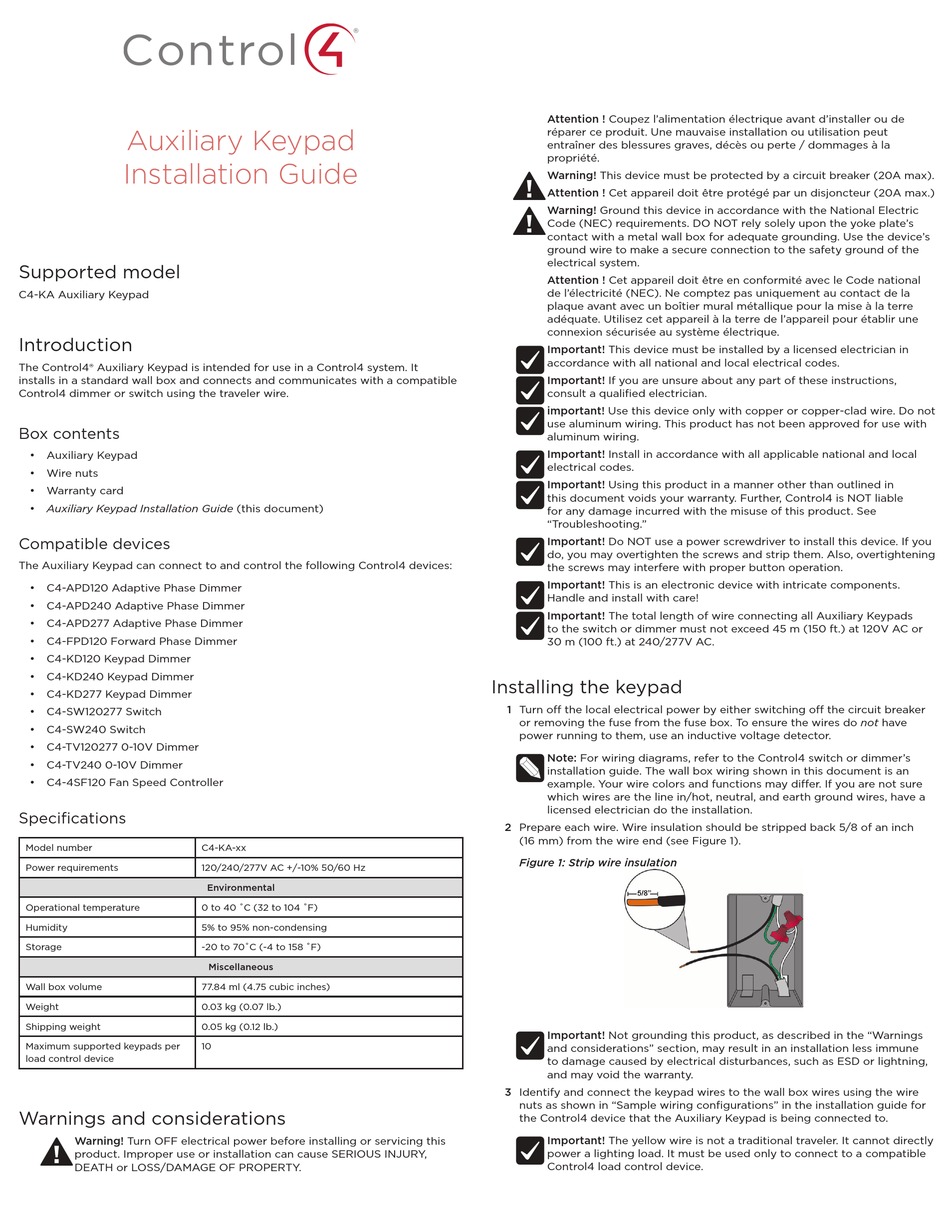 CONTROL 4 C4KA INSTALLATION MANUAL Pdf Download ManualsLib