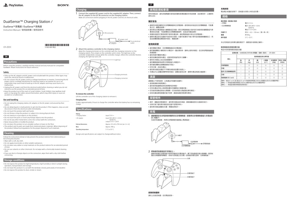 SONY PLAYSTATION DUALSENSE CFIZDS1 INSTRUCTION MANUAL Pdf Download