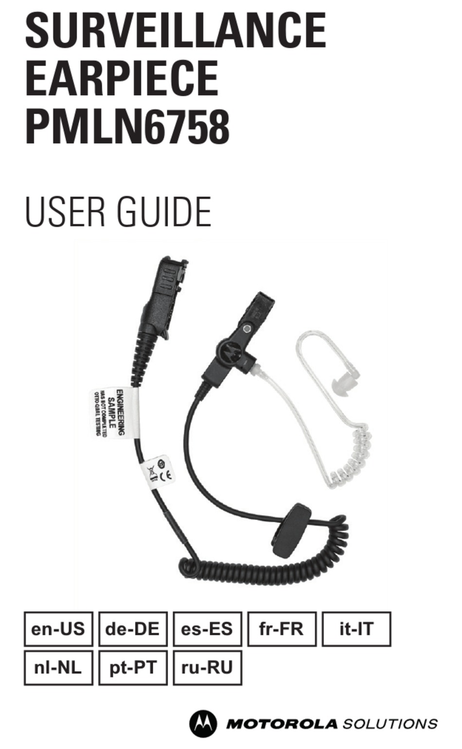 MOTOROLA SOLUTIONS PMLN6758 USER MANUAL Pdf Download | ManualsLib