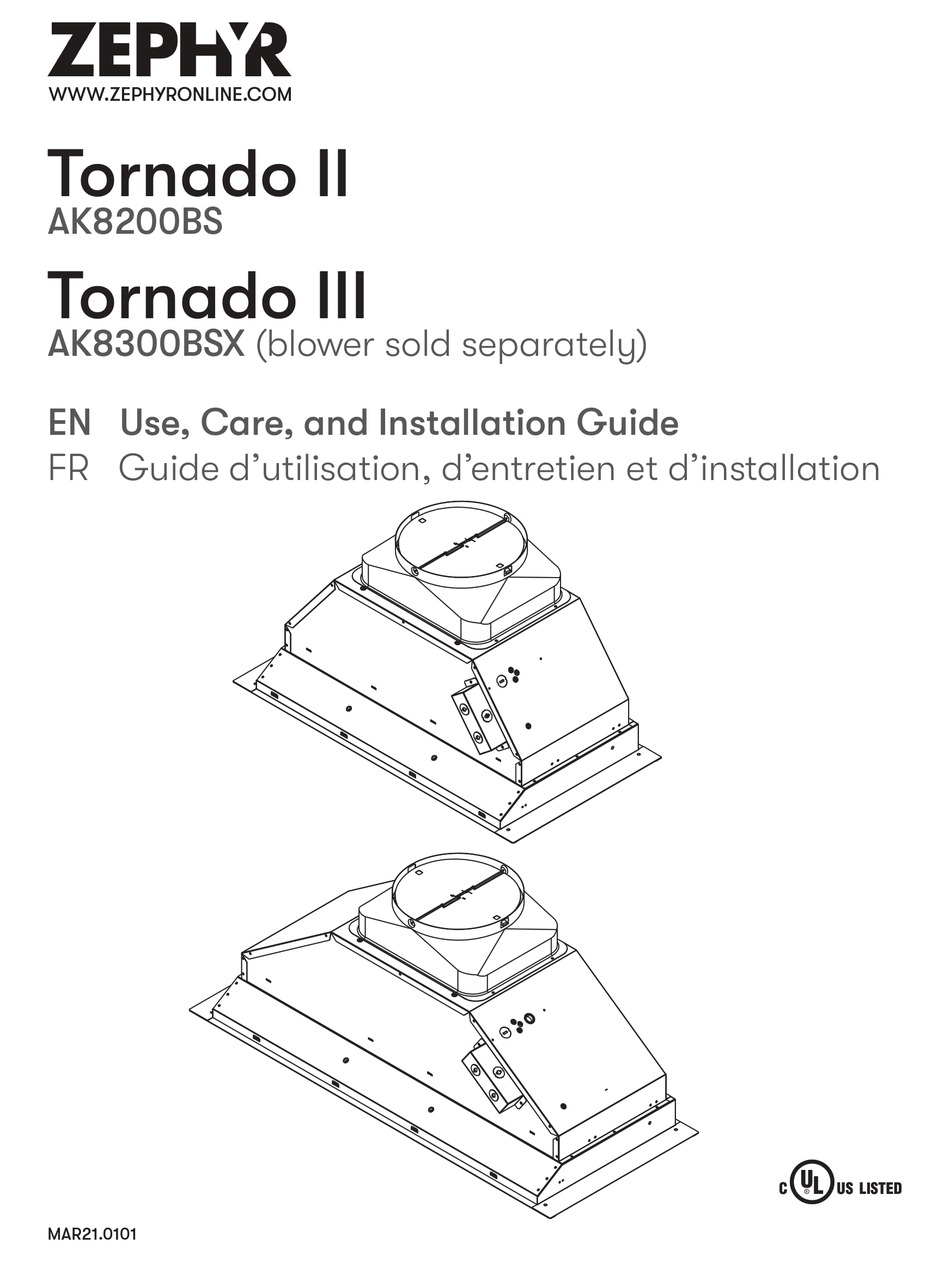 ZEPHYR TORNADO II USE, CARE AND INSTALLATION MANUAL Pdf Download