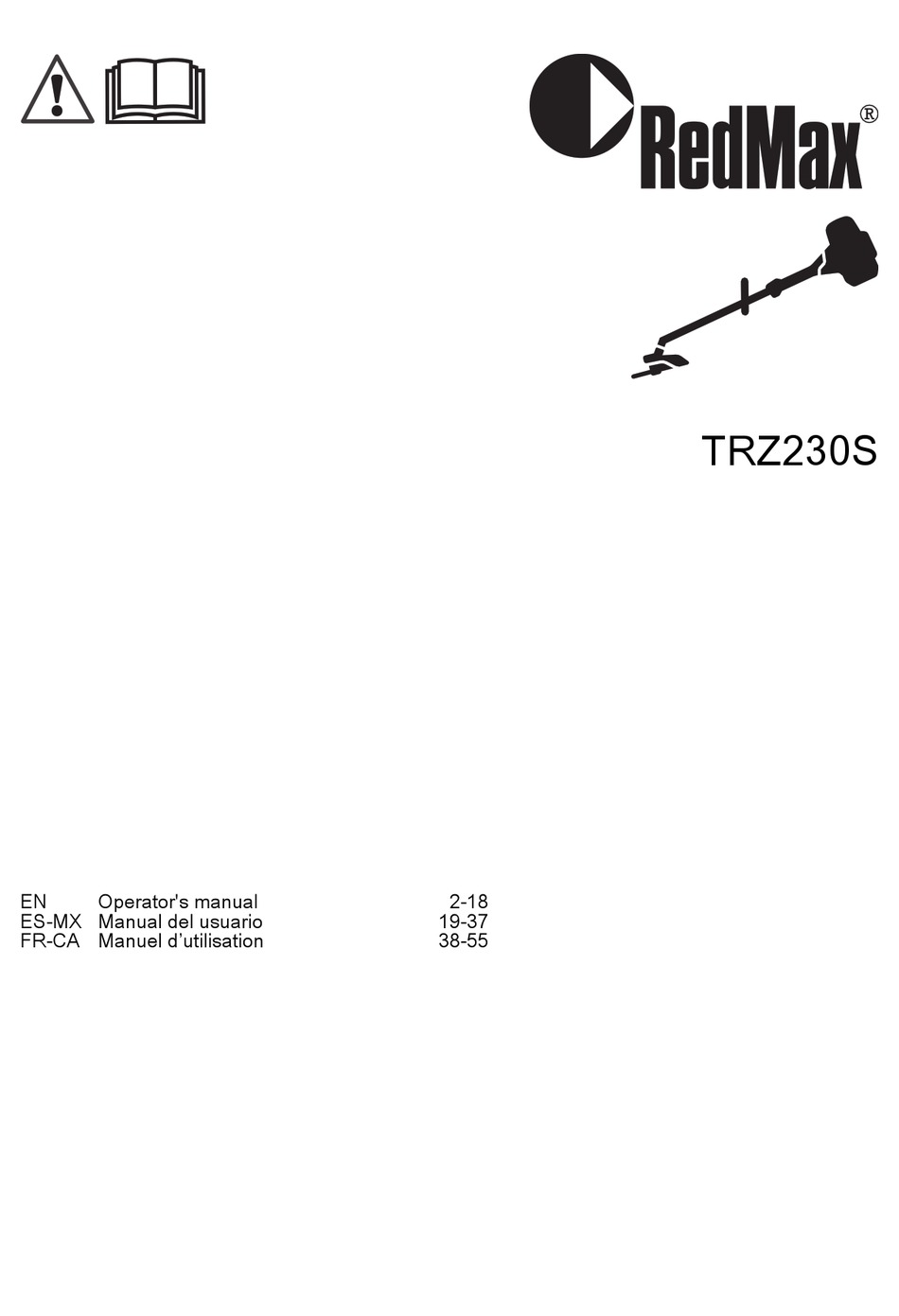 REDMAX TRZ230S OPERATOR