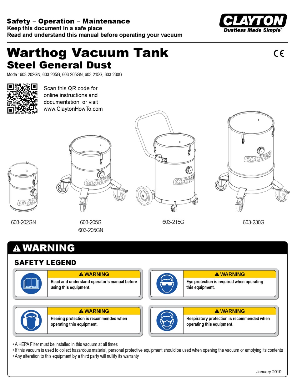CLAYTON WARTHOG 603202GN SAFETY, OPERATION & MAINTENANCE Pdf Download