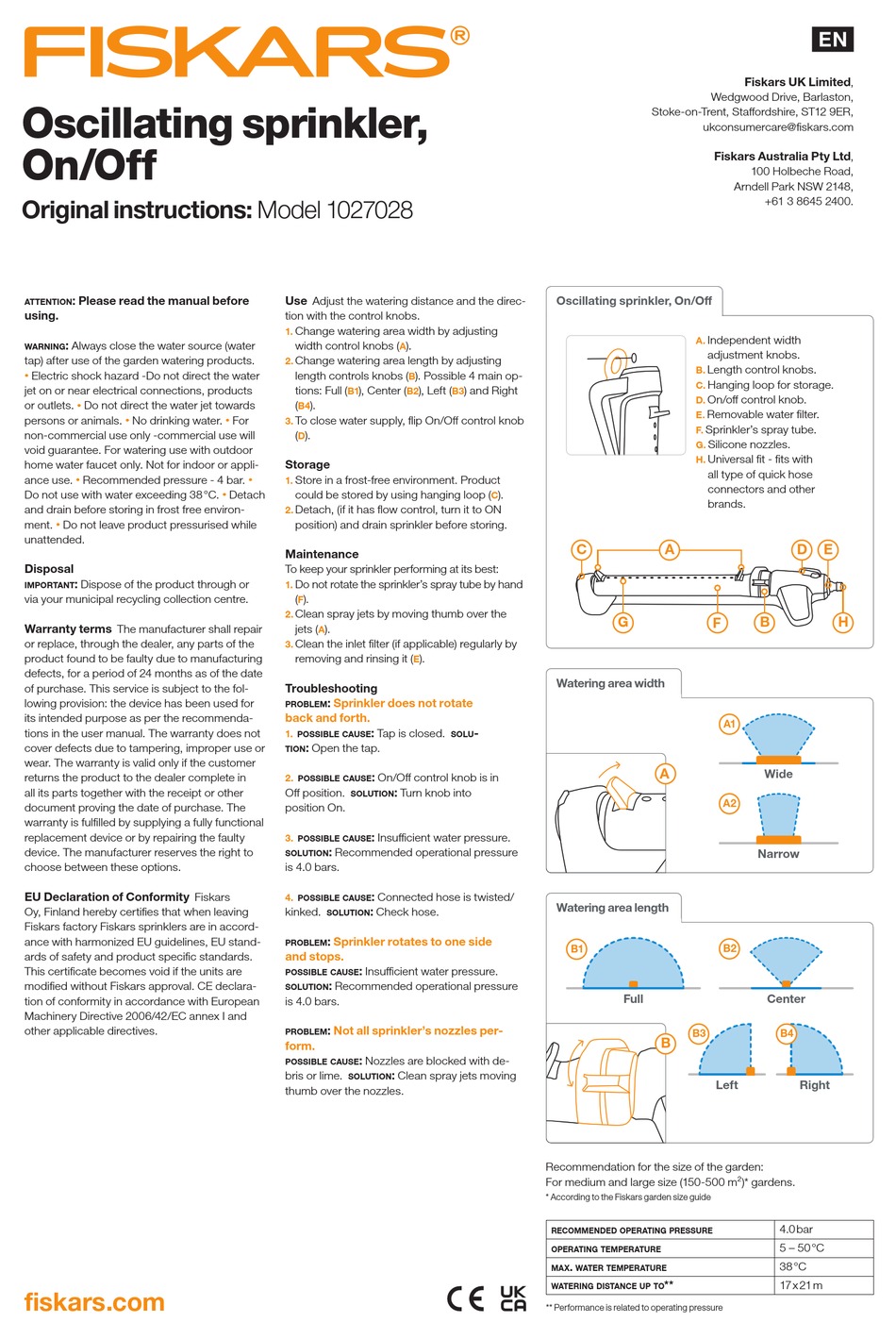 FISKARS 1027028 ORIGINAL INSTRUCTIONS MANUAL Pdf Download ManualsLib