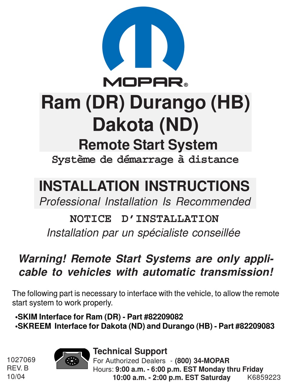 MOPAR DR INSTALLATION INSTRUCTIONS MANUAL Pdf Download ManualsLib