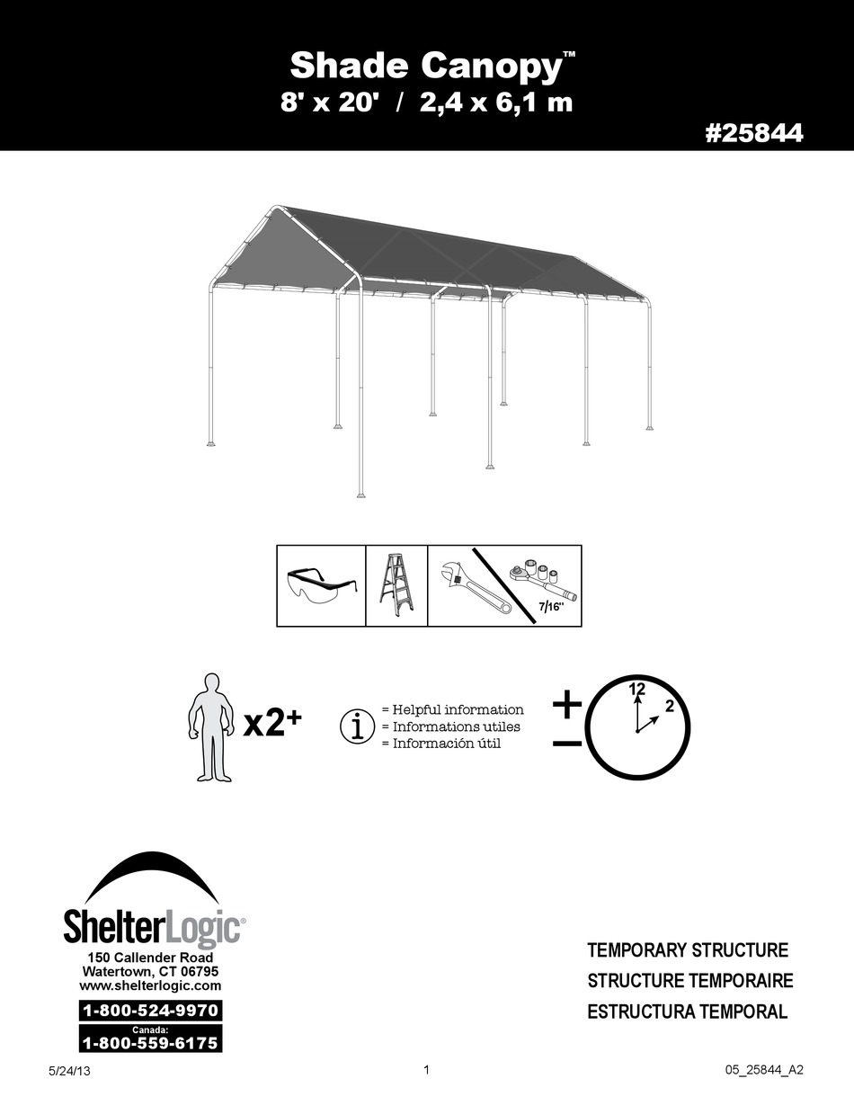 SHELTERLOGIC SHADE CANOPY MANUAL Pdf Download ManualsLib
