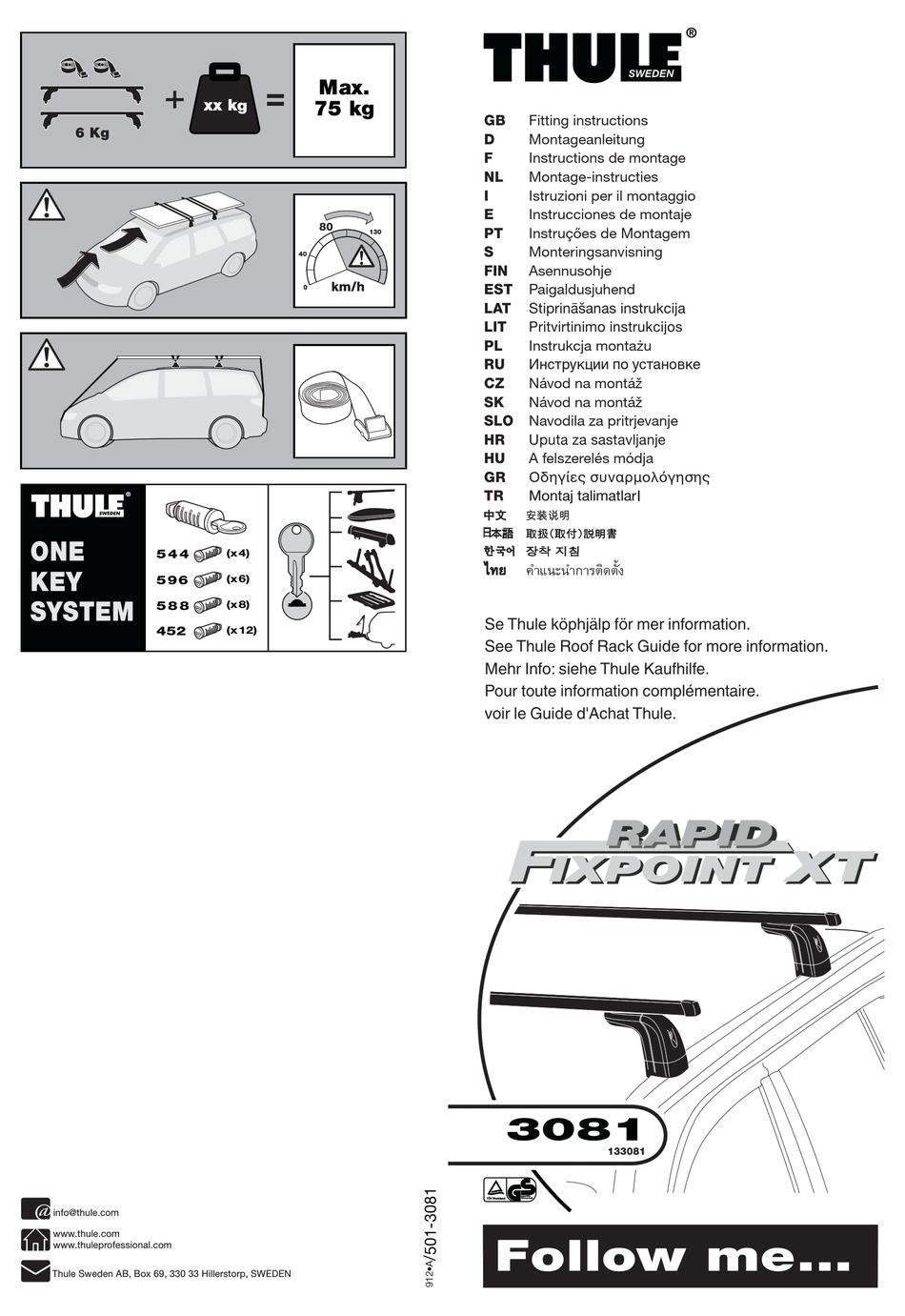 THULE RAPID FIXPOINT XT 3081 FITTING INSTRUCTIONS MANUAL Pdf