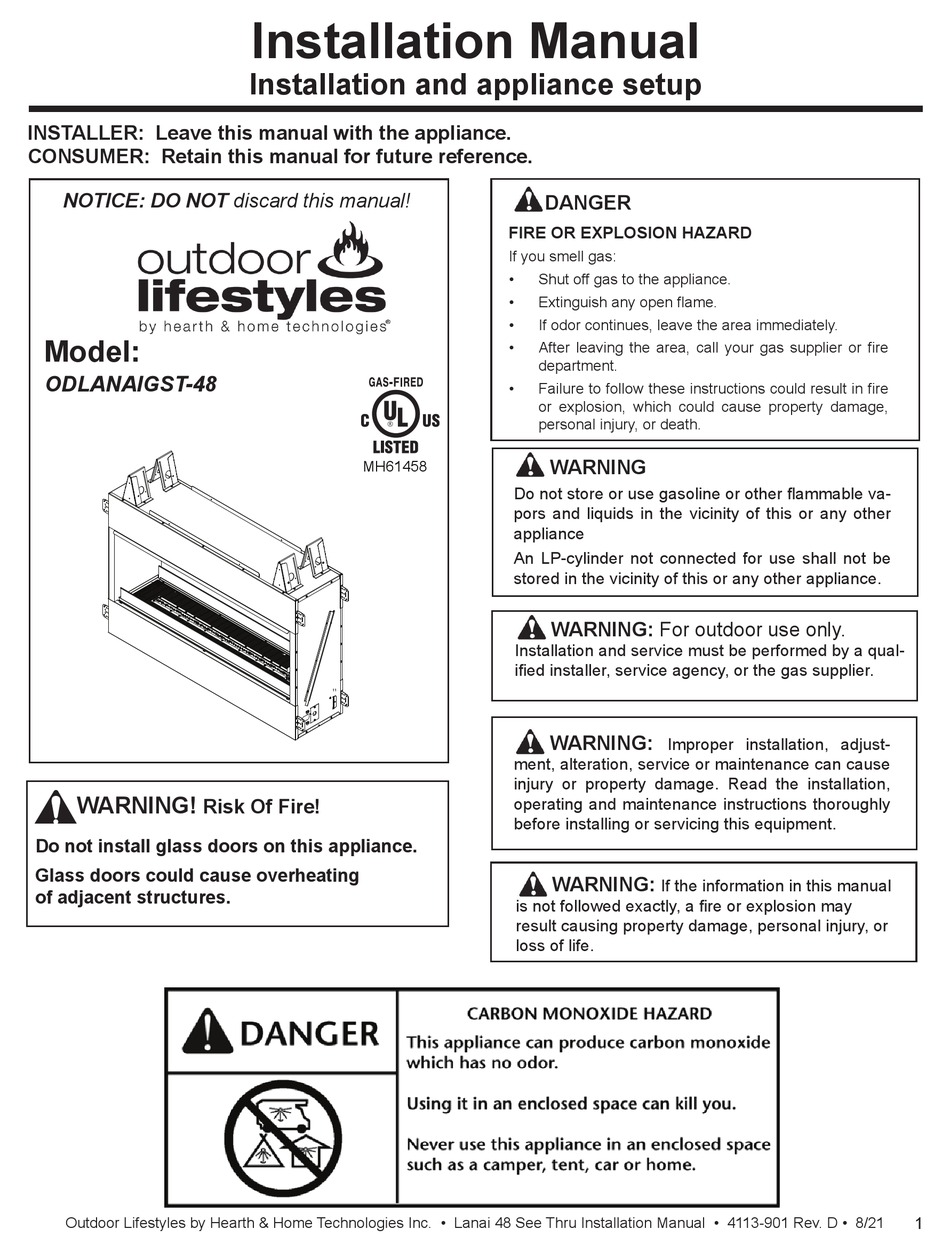 HEARTH AND HOME TECHNOLOGIES OUTDOOR LIFESTYLES ODLANAIGST48
