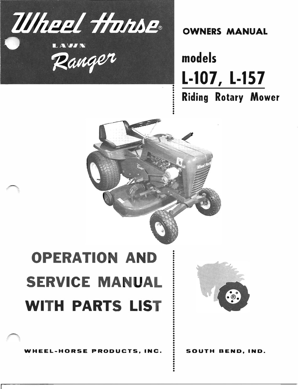 SOUTH BEND WHEEL HORSE LAWN RANGER OPERATION AND SAFETY MANUAL Pdf Download ManualsLib