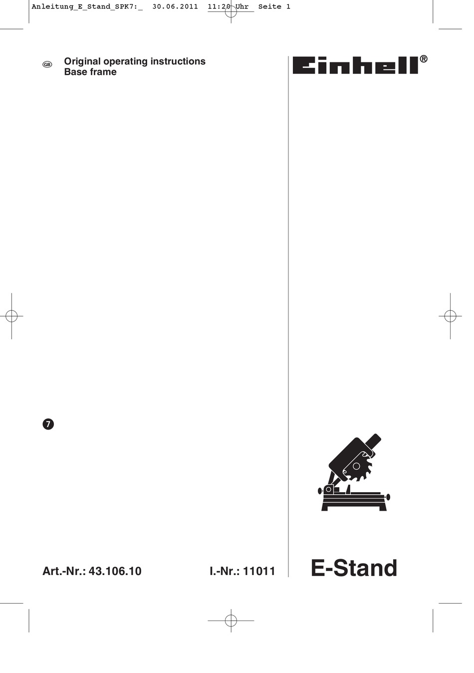 EINHELL ESTAND ORIGINAL OPERATING INSTRUCTIONS Pdf Download ManualsLib