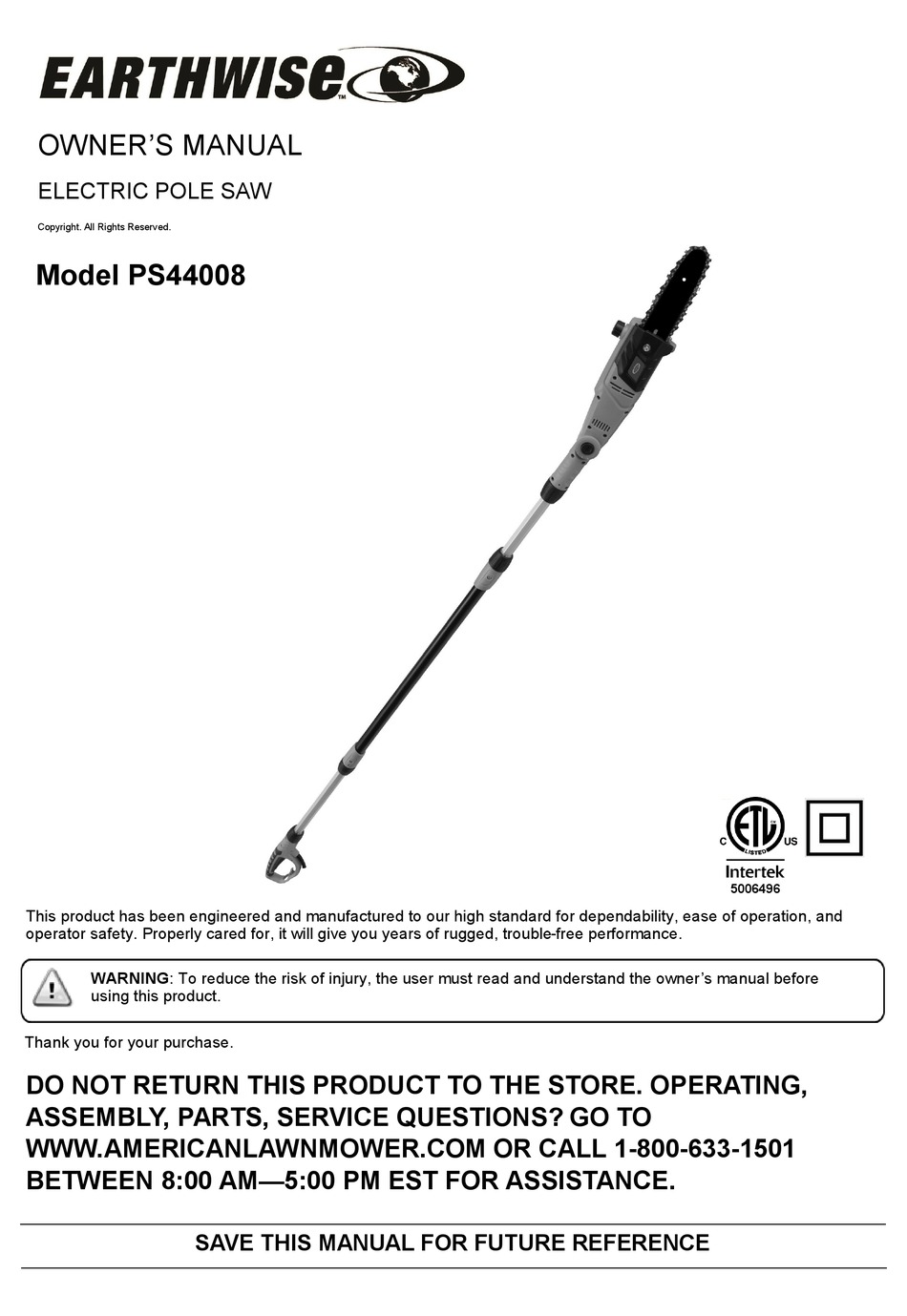 EARTHWISE PS44008 OWNER'S MANUAL Pdf Download ManualsLib