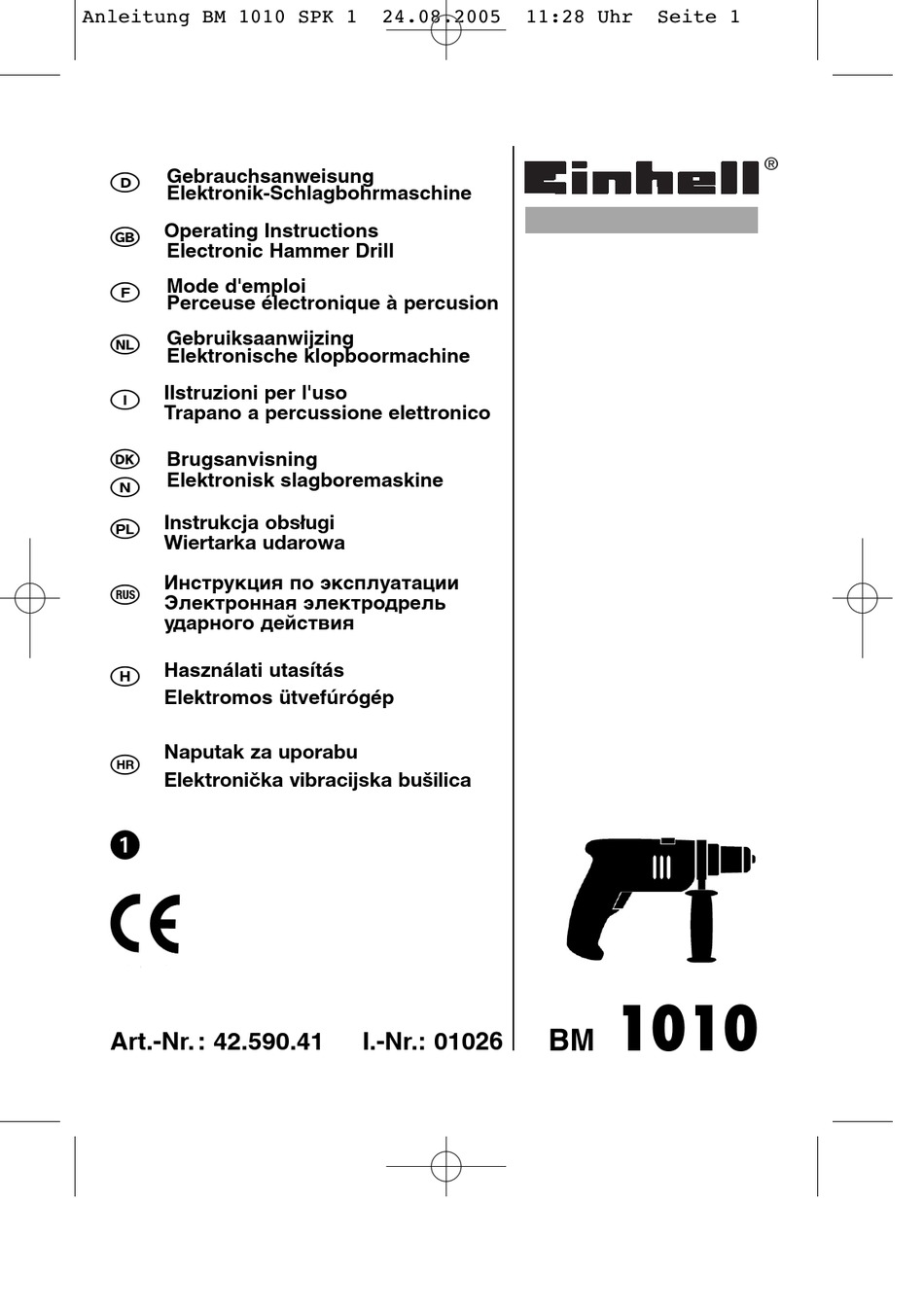 EINHELL BM 1010 OPERATING INSTRUCTIONS MANUAL Pdf Download | ManualsLib