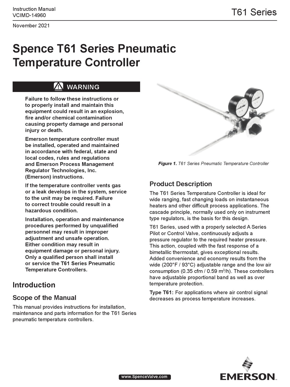 EMERSON SPENCE T61 SERIES INSTRUCTION MANUAL Pdf Download ManualsLib