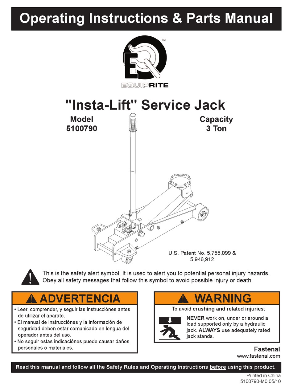 EQUIPRITE 5100790 OPERATING INSTRUCTIONS & PARTS MANUAL Pdf Download
