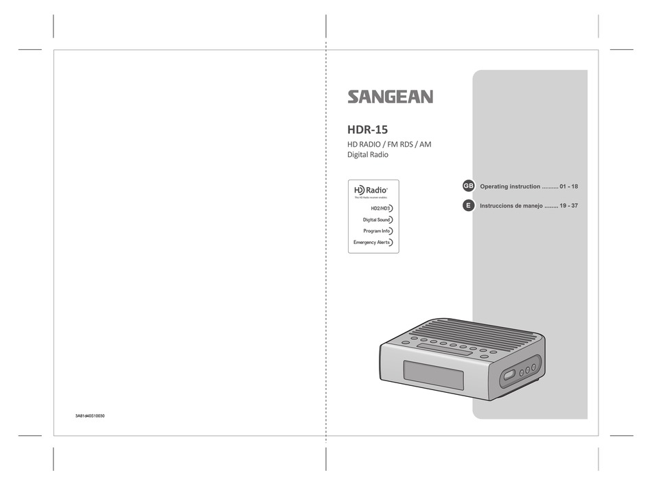 HD RADIO SANGEAN HDR15 OPERATING INSTRUCTIONS MANUAL Pdf Download