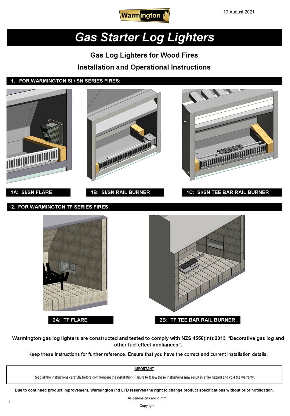 WARMINGTON SI FLARE INSTALLATION AND OPERATIONAL INSTRUCTIONS Pdf