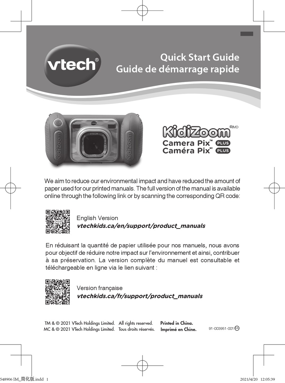 vtech kidizoom camera manual