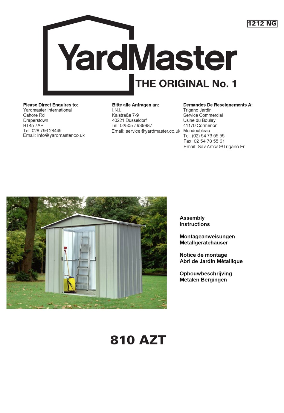 YARDMASTER 810 AZT ASSEMBLY INSTRUCTIONS MANUAL Pdf Download ManualsLib