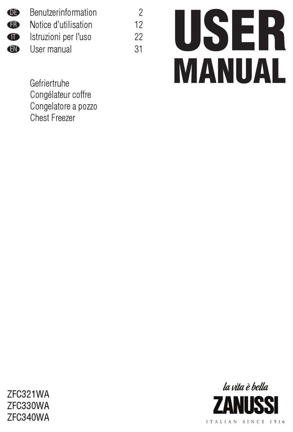 ZANUSSI ZFC321WA USER MANUAL Pdf Download ManualsLib