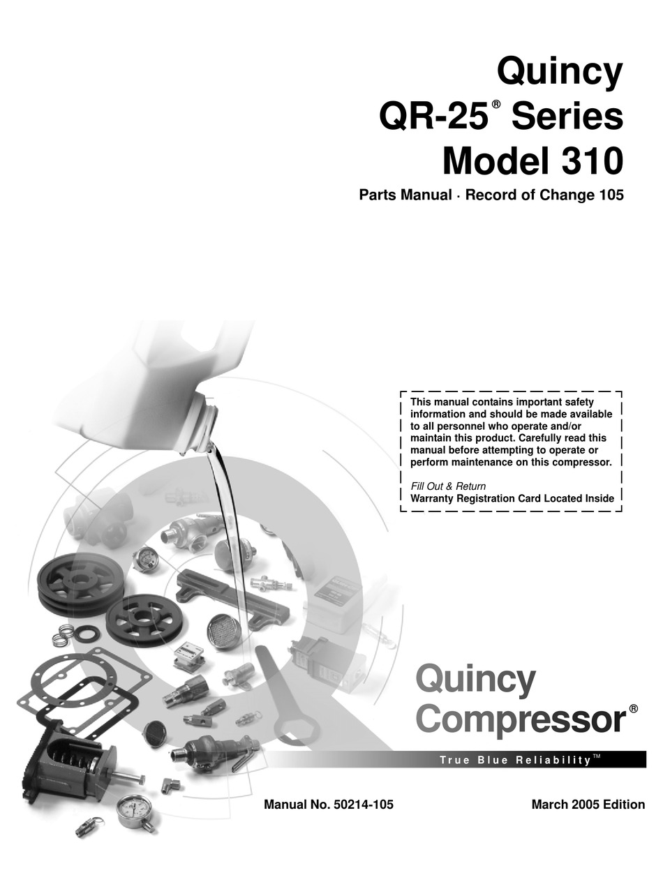 Quincy Compressor Qr 25 Series Parts Manual Pdf Download Manualslib