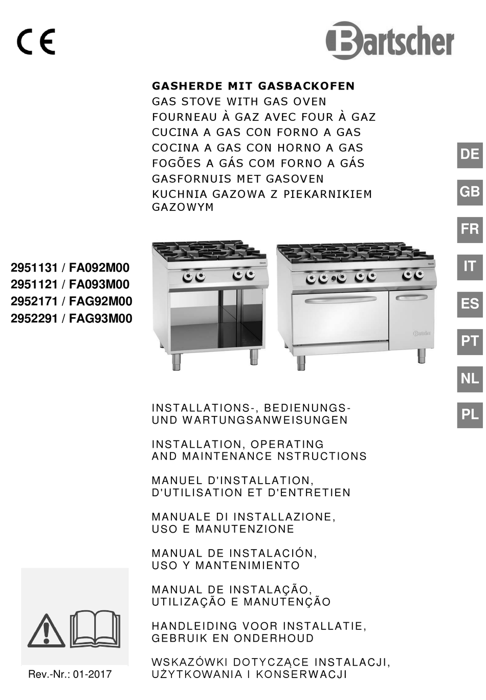 BARTSCHER FA092M00 INSTALLATION, OPERATION & MAINTENANCE INSTRUCTIONS ...