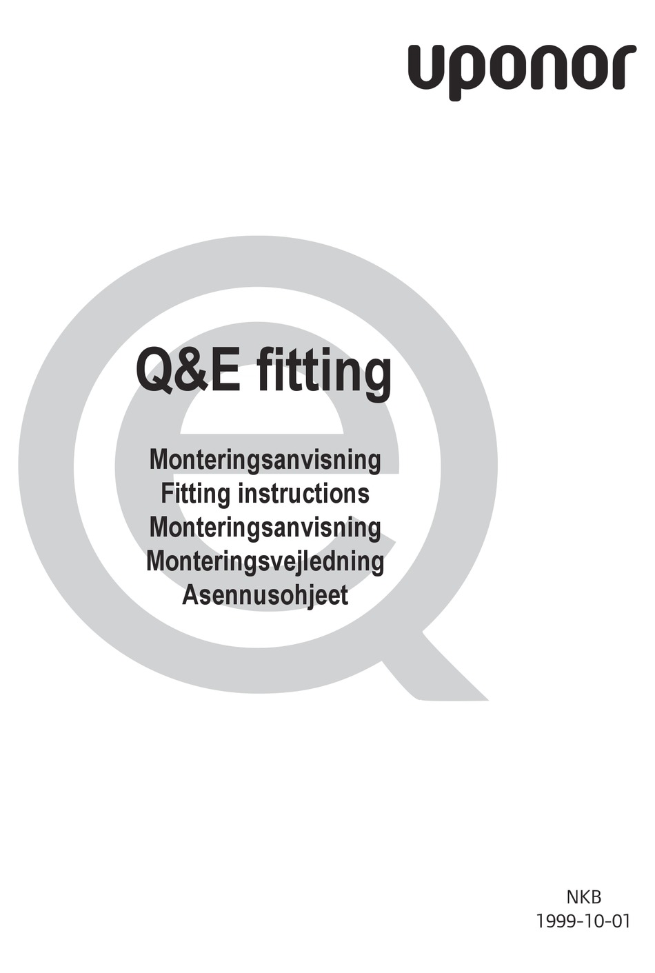 UPONOR Q&E FITTING INSTRUCTIONS MANUAL Pdf Download | ManualsLib