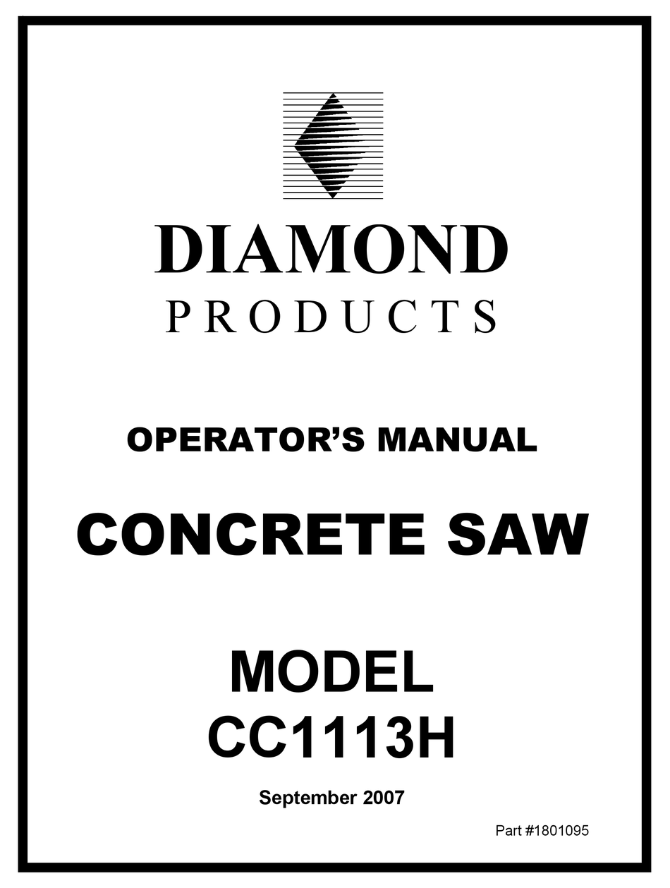 DIAMOND PRODUCTS CC1113H OPERATOR'S MANUAL Pdf Download ManualsLib