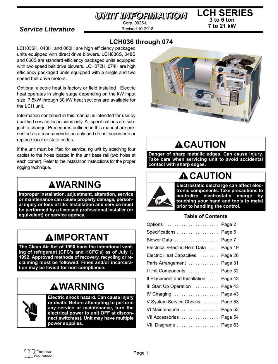 LENNOX LCH SERIES UNIT INFORMATION Pdf Download ManualsLib