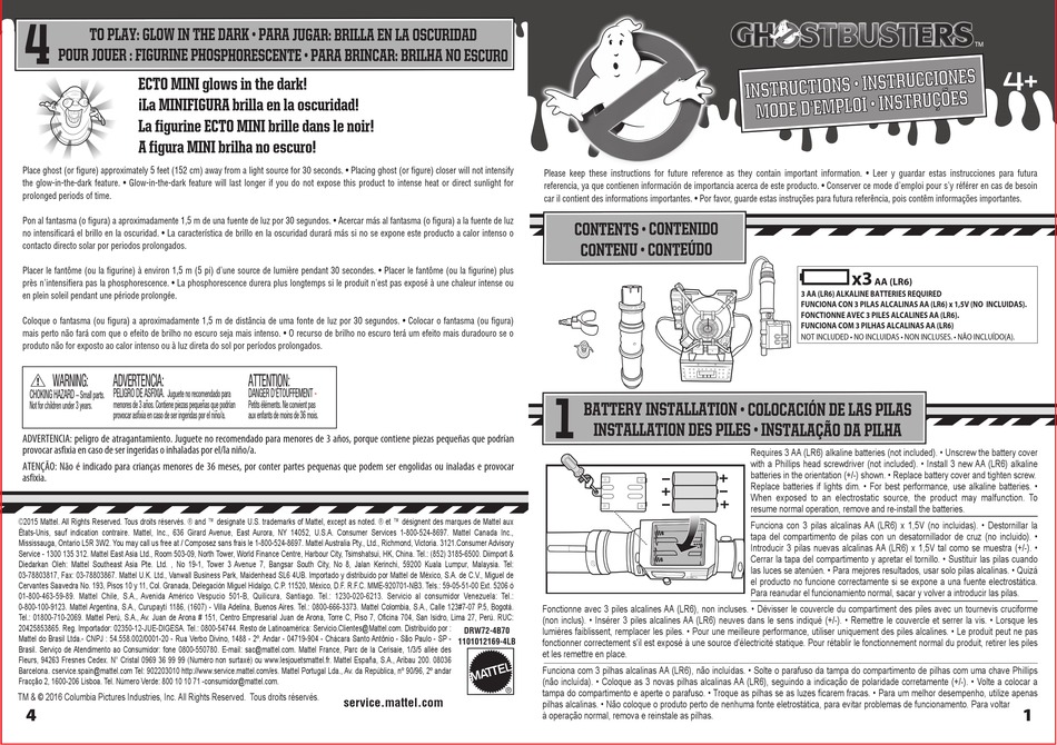 mattel-ghostbusters-drw72-instructions-pdf-download-manualslib