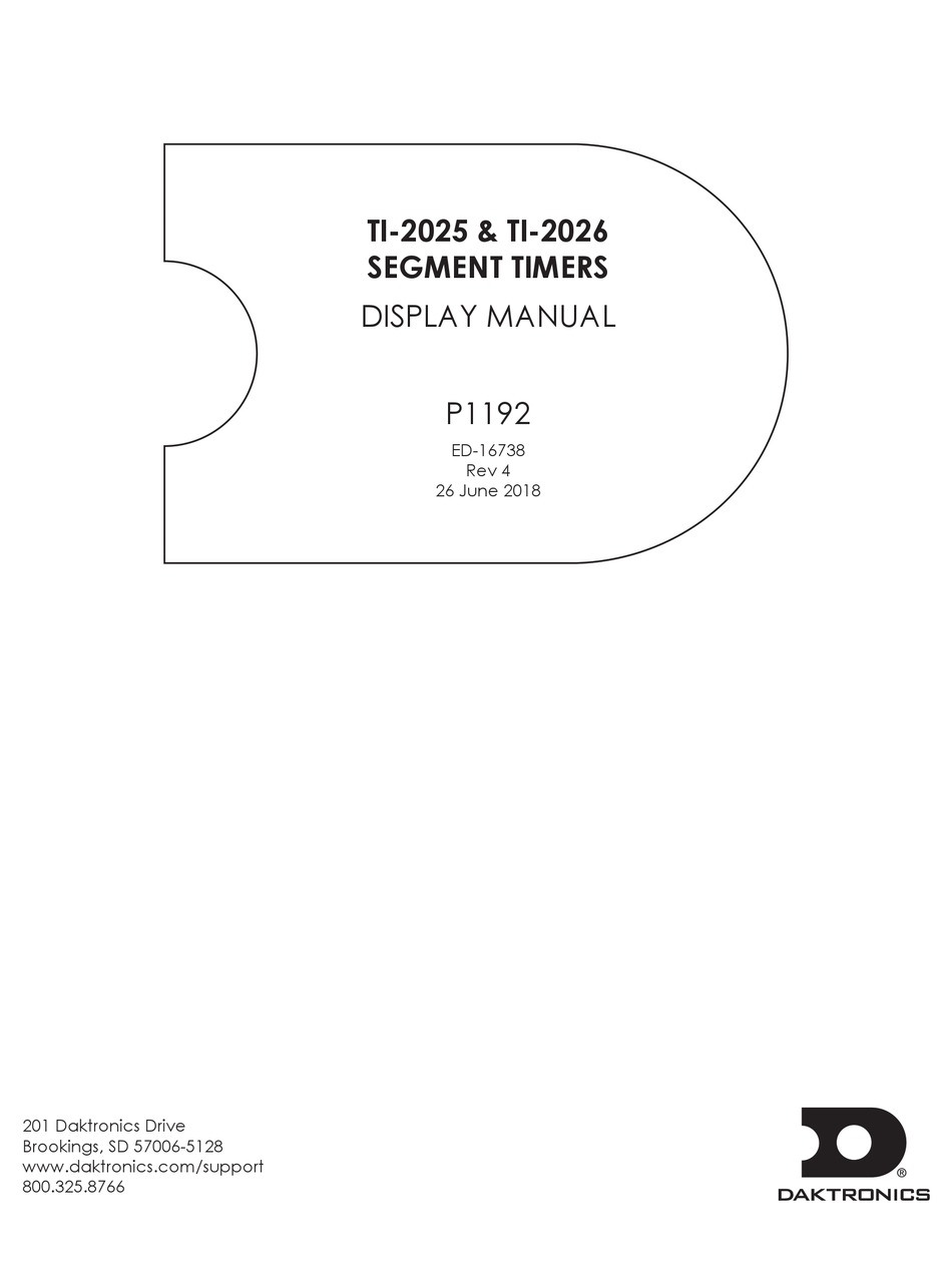 DAKTRONICS TI2025 DISPLAY MANUAL Pdf Download ManualsLib