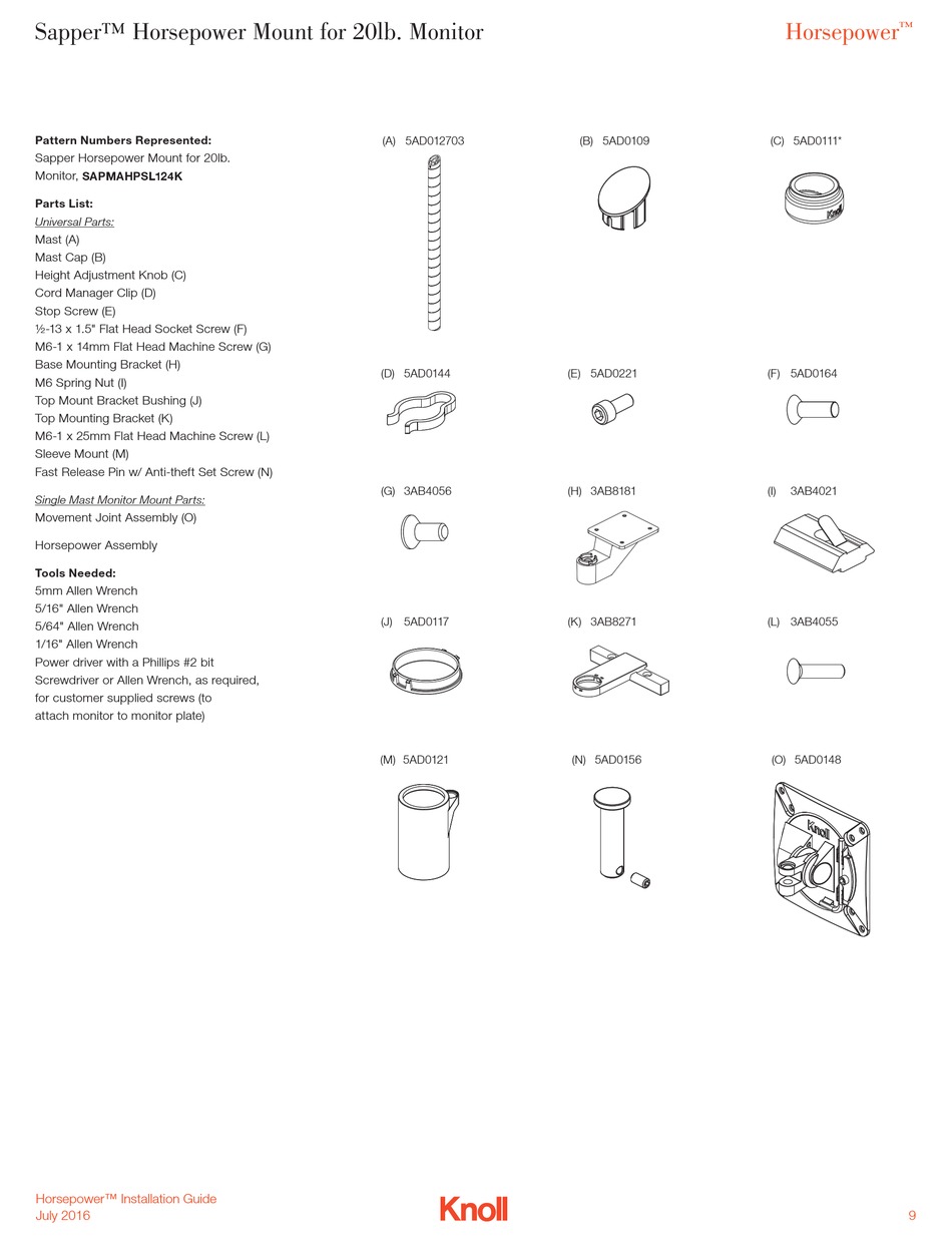 KNOLL SAPPER HORSEPOWER ASSEMBLY INSTRUCTIONS MANUAL Pdf Download