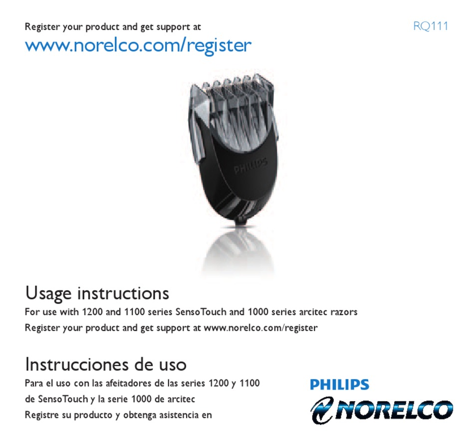 PHILIPS NORELCO RQ111 USAGE INSTRUCTIONS Pdf Download ManualsLib