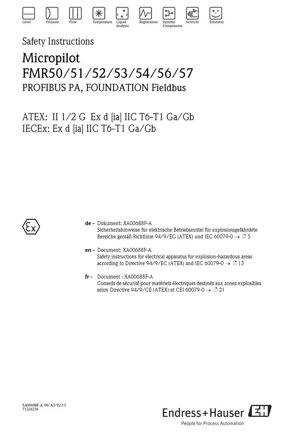 ENDRESS+HAUSER MICROPILOT FMR50 SAFETY INSTRUCTION Pdf Download ...