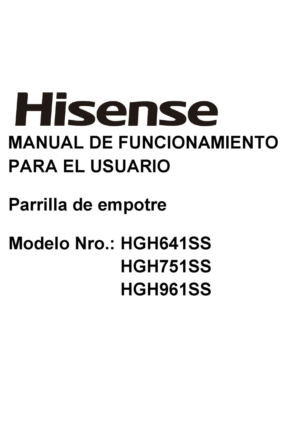 Instalación - Hisense HGH641SS User's Operation Manual [Page 8] | ManualsLib