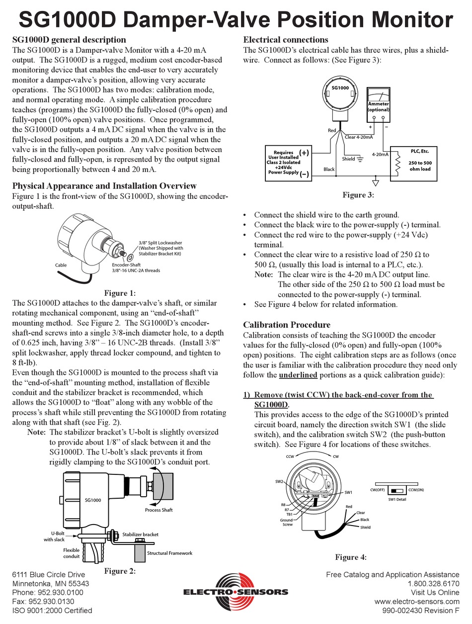 ELECTROSENSORS SG1000D USER MANUAL Pdf Download ManualsLib