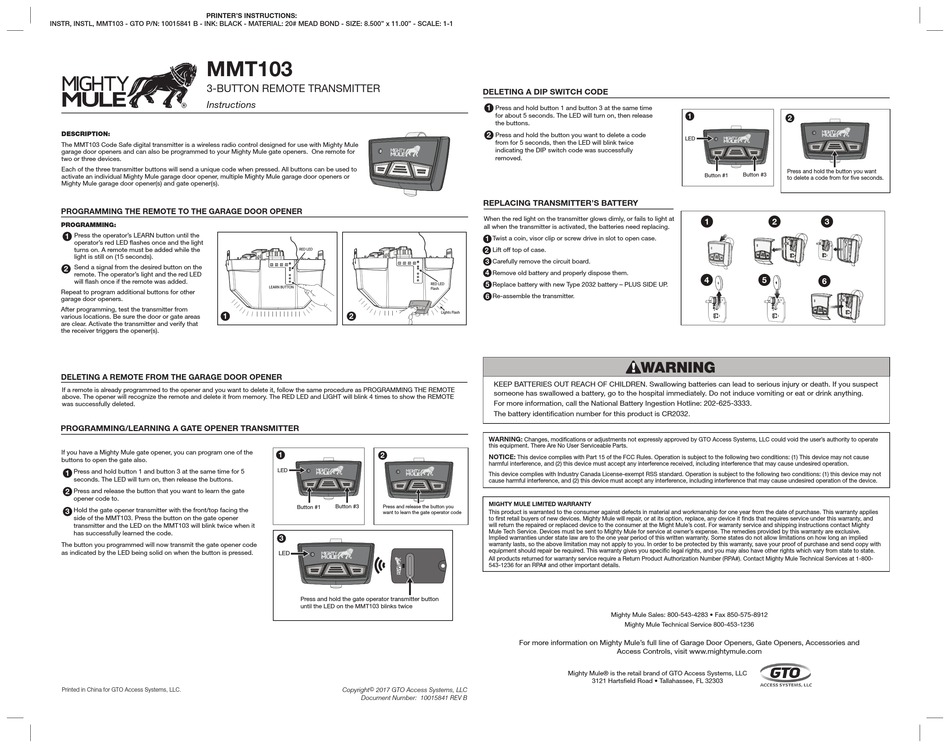 MIGHTY MULE MMT103 INSTRUCTIONS Pdf Download ManualsLib
