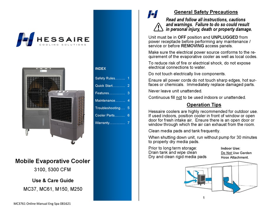 HESSAIRE 3100 USE & CARE MANUAL Pdf Download ManualsLib