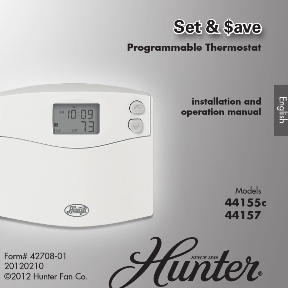 HUNTER SET & SAVE 44155C INSTALLATION AND OPERATION MANUAL Pdf Download