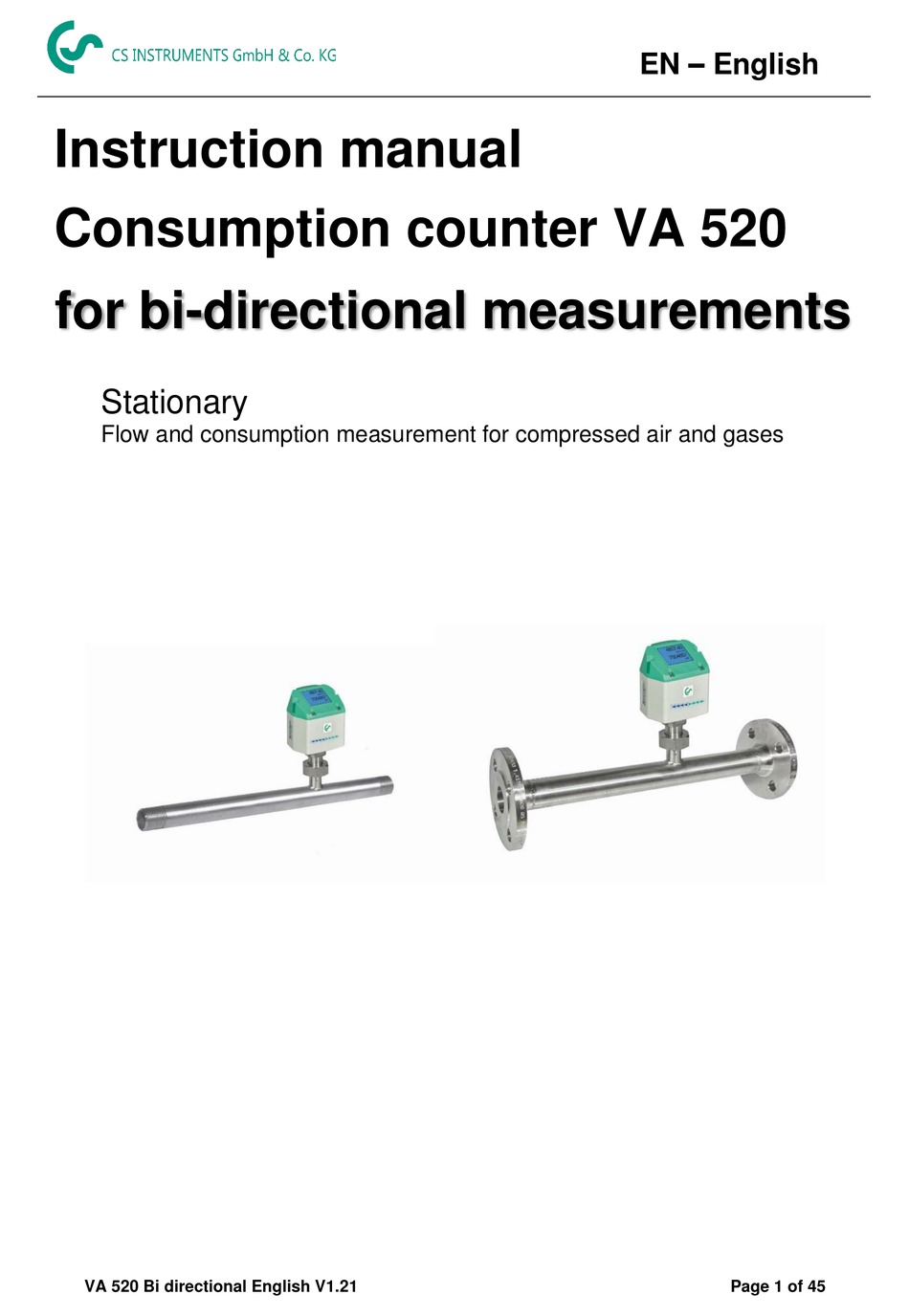 CS INSTRUMENTS VA 520 INSTRUCTION MANUAL Pdf Download ManualsLib