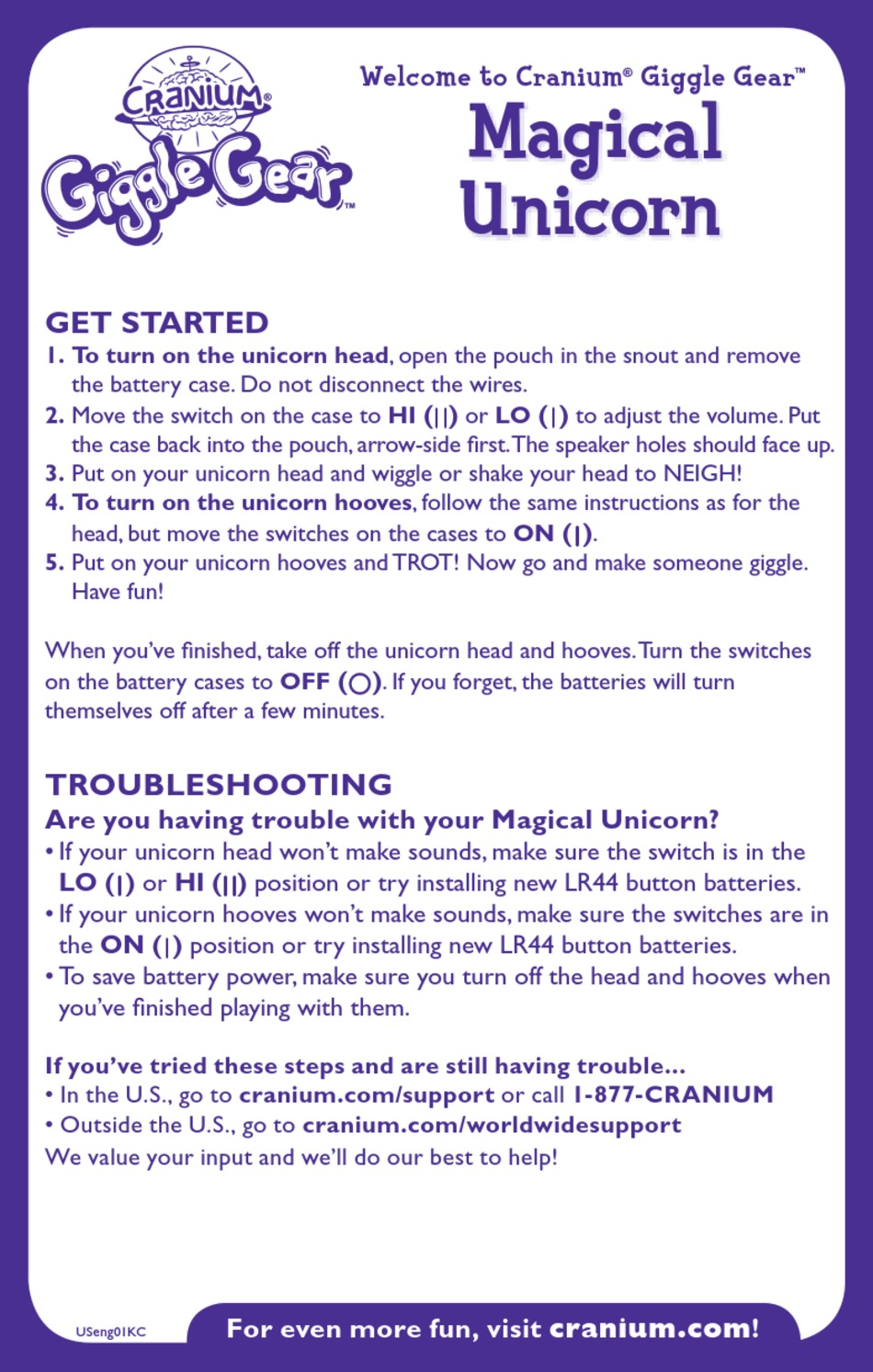 CRANIUM MAGICAL UNICORN INSTRUCTIONS Pdf Download ManualsLib