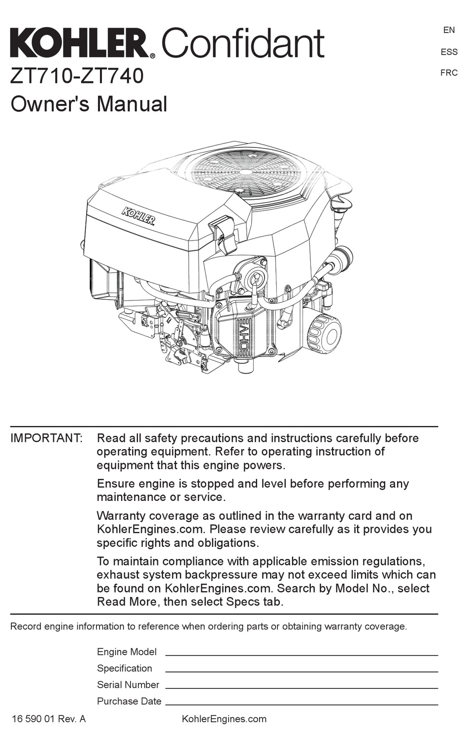 KOHLER CONFIDANT ZT710 OWNER'S MANUAL Pdf Download ManualsLib